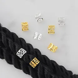 50pcs Metal Hair Rings Beads Cuffs Tubes Charms Hollow Out Dread African Hair Braids Jewelry Hair Braider Decoration Accessories