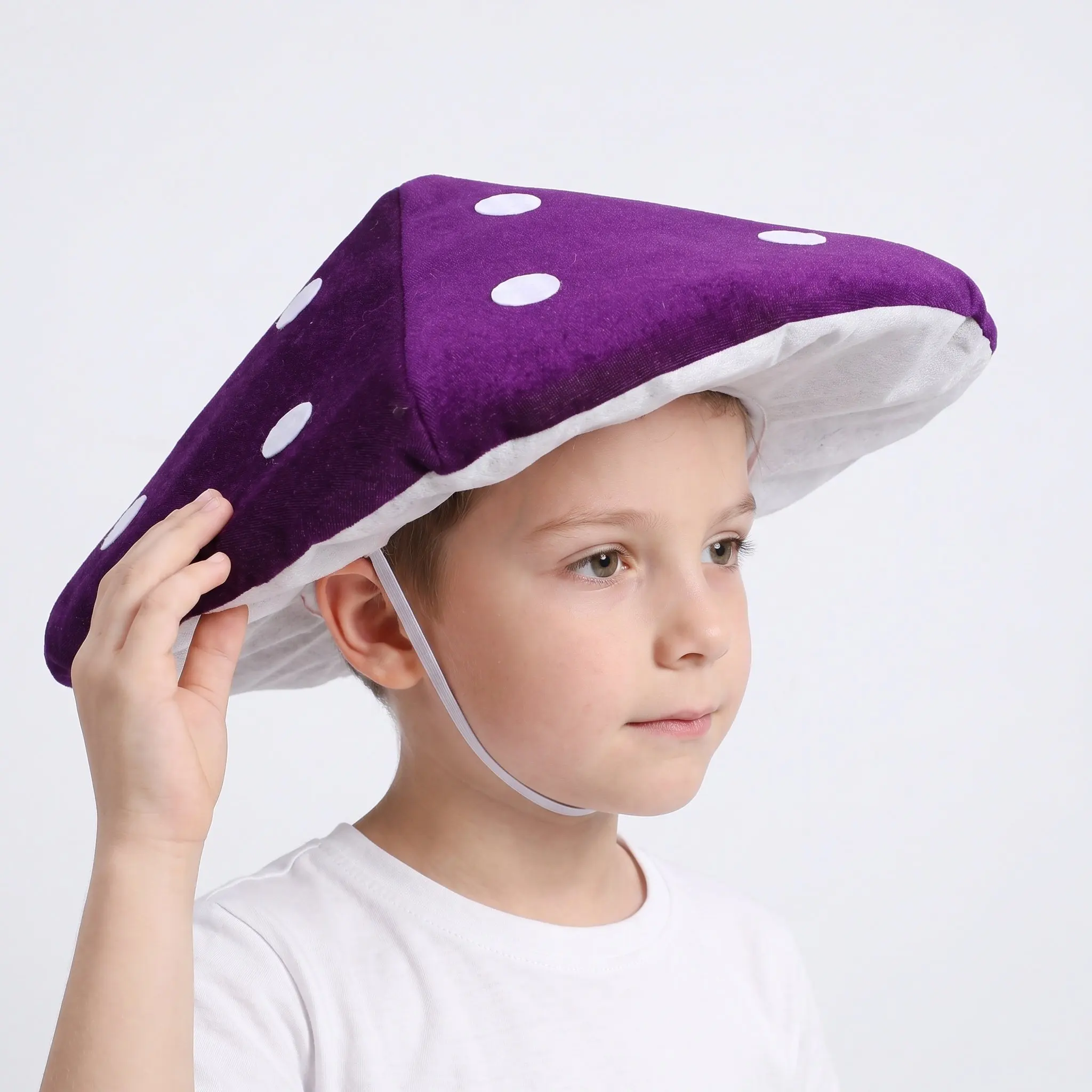 Cosplay Fairy Mushroom Cap Cloth Mushroom Hat Spotted Beret Hat With Elastic Strap For Stage Performance role-play Costume