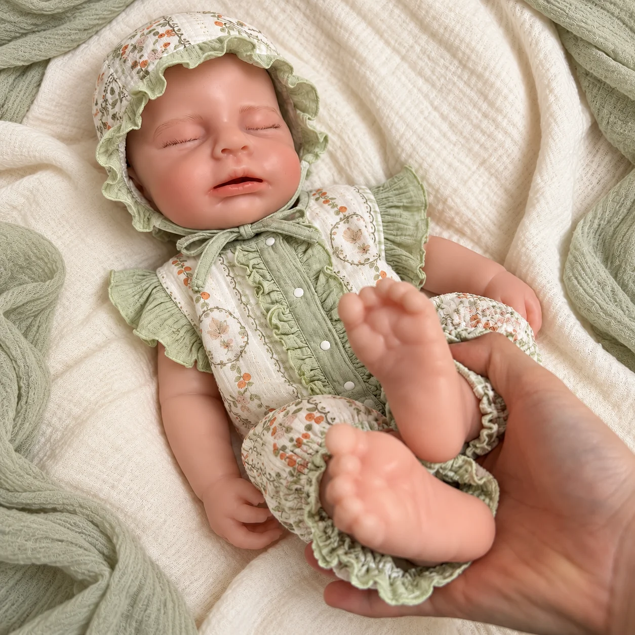 20 Inch Open Mouth Full Body Silicone Reborn Girl Doll Realistic 3D Skin Tone Handmade Collectible Art Doll Display