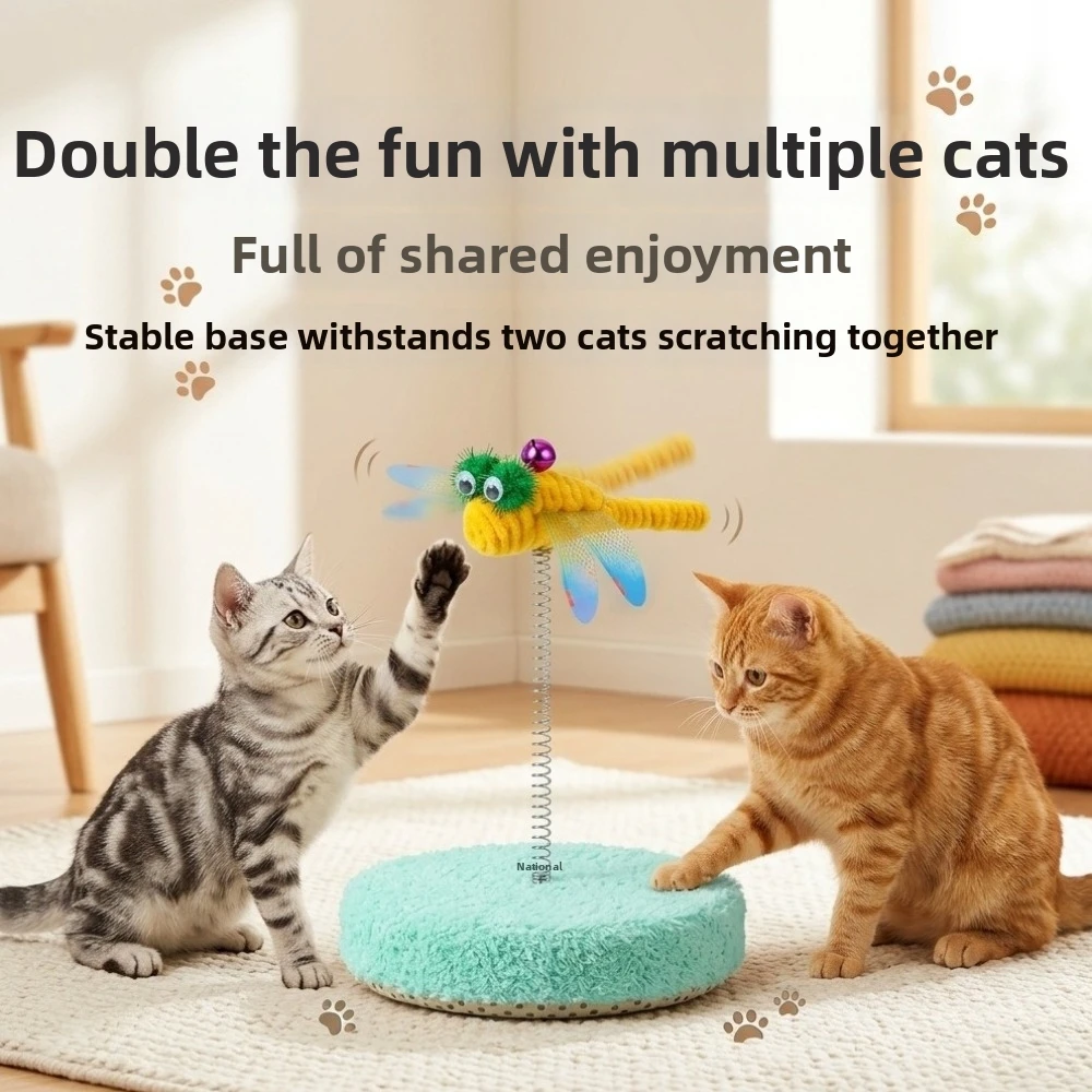 Dragonfly Design Cat Spring Toy Scratch Resistant Wobble Bounce Interactive Cat Toy with Bell Googly Eyes Pounce Play Toy