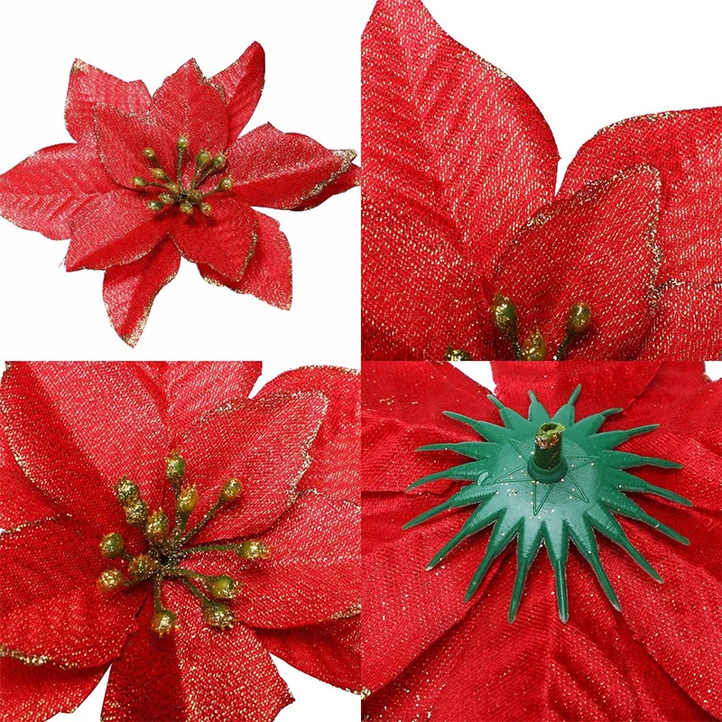 5/10Pcs Weihnachten Dekoration 13CM Künstliche Blumen Floral für Weihnachten Baum Ornament Neue Jahr Party Wohnkultur navidad Zubehör – Detail 6