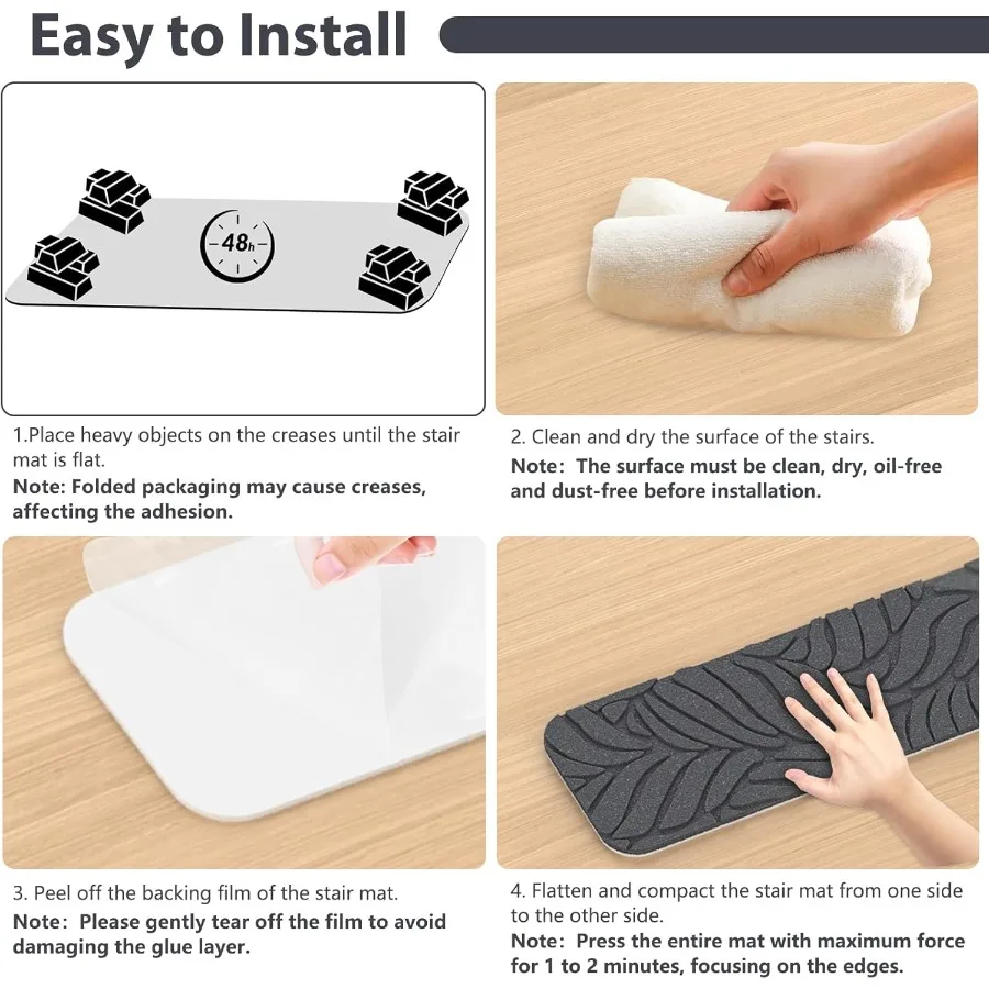 درج غير قابل للانزلاق للخطوات الخشبية 8 × 30 15 عبوة سجادة عداء الدرج الداخلي مع سجاد أمان لاصق قابل لإعادة الاستخدام لكبار السن كي #6