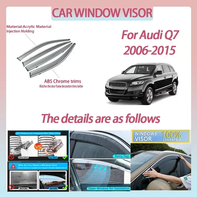 

Car Window Visor for Audi Q7 2006-2015 Deflector Window Rain Guard Weathershield Sun Rain Guard Snow Protection Auto Accessories