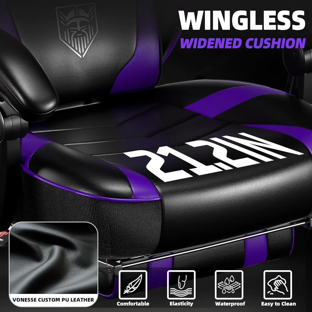 เก้าอี้เล่นเกมทรงสูงพร้อมที่วางเท้าและระบบนวด เหมาะสำหรับเก้าอี้เล่นเกมสำหรับผู้ใหญ่ที่มีพนักพิงรองรับหลังส่วนล่าง