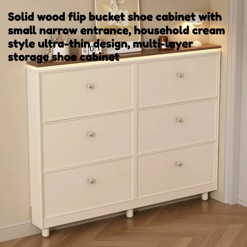 Multi Layer Ultra Thin Shoe Cabinet Narrow Household Cream Style Storage Shoe Rack Entrance Organizer Zapateros Home Furniture