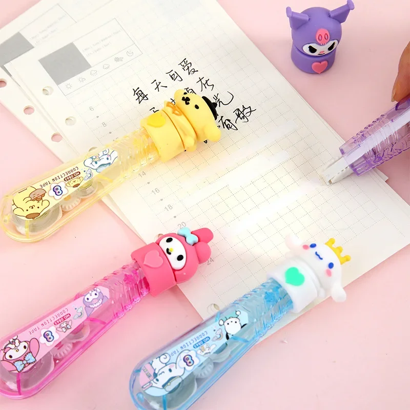 4/24pcs Sanrio Correction Tape Kawaii My Melody Kuromi Cinnamoroll White Out Correction Band Stationery School Office Supplies