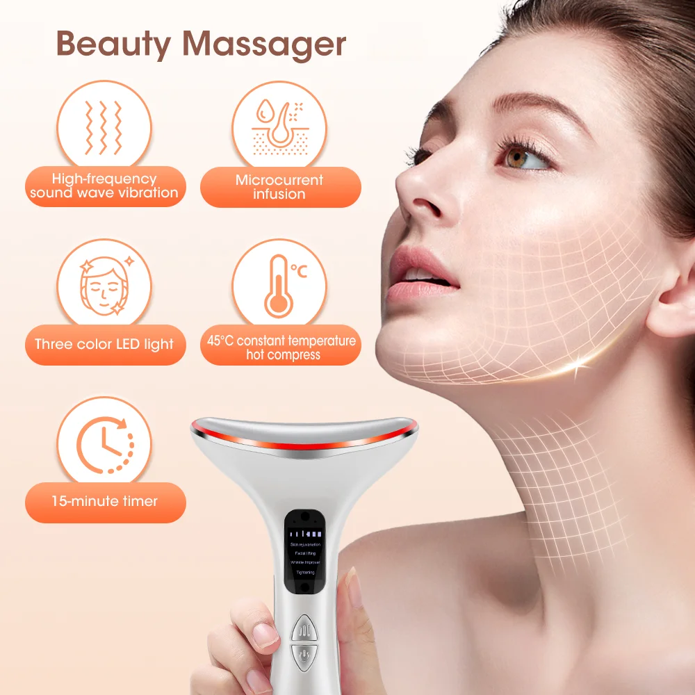 Face Lifting Beauty Device Neck Massager Machine Sonic Vibration Facial Care Anti Wrinkle Reduce Double Chin Anti Wrinkle Remove