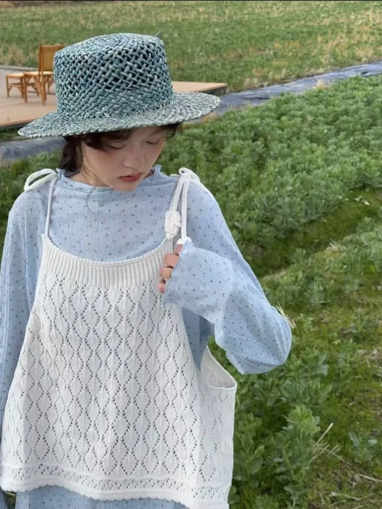 Bandagem de malha colete feminino verão sem mangas solto sobreposição y2k pulôver doce casual sólido todos os jogos camisola