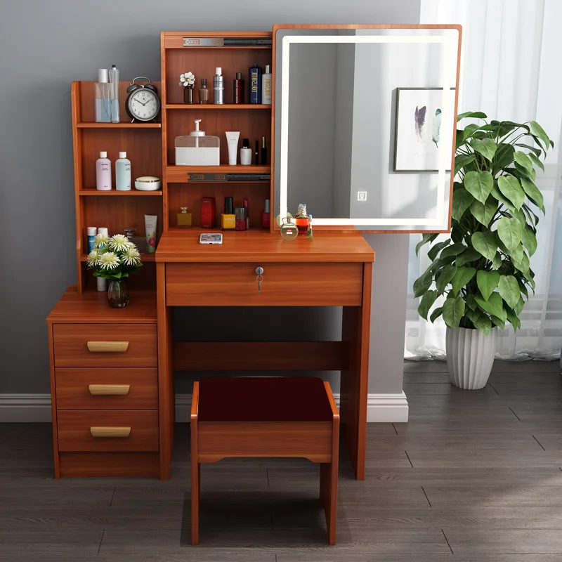 Modern Luxury Dresser Set for Bedroom with Mirror Make up pink Wooden 3 Drawer Small Apartment Room Organizer Storage Furniture