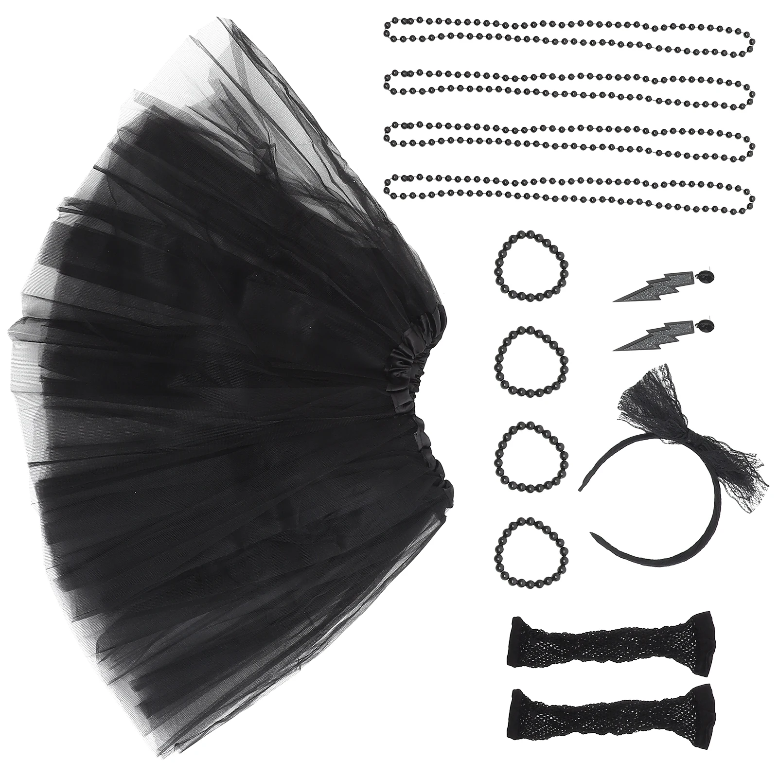 

Tutu Skirt Earrings Headband Set Mesh Plastic Fancy Party Accessories Costume Jewelry for Women Decorations Novel