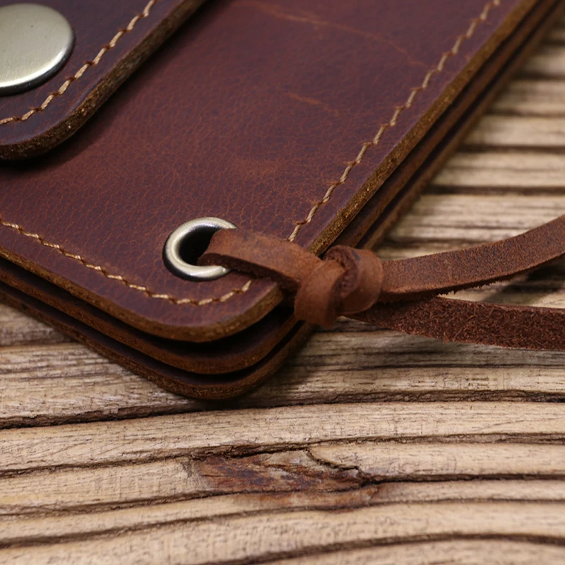 100% echtes Leder Brieftasche Für Männer Männlich Marke Vintage Handgemachte Kurze Kleine männer Geldbörse Karte Halter Mit Zipper Münzfach tasche – Detail 13
