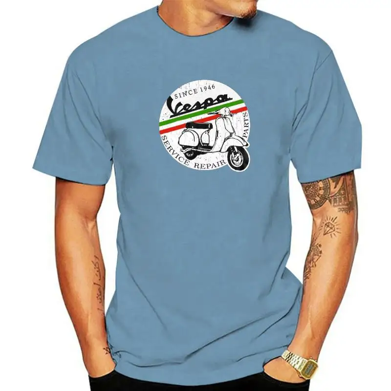 Custom Print Vespa T Shirt Vintage Italy Male Short Sleeved O-neck Cotton Tee Shirt Men's Unique Father's Day Gifts Plus Size