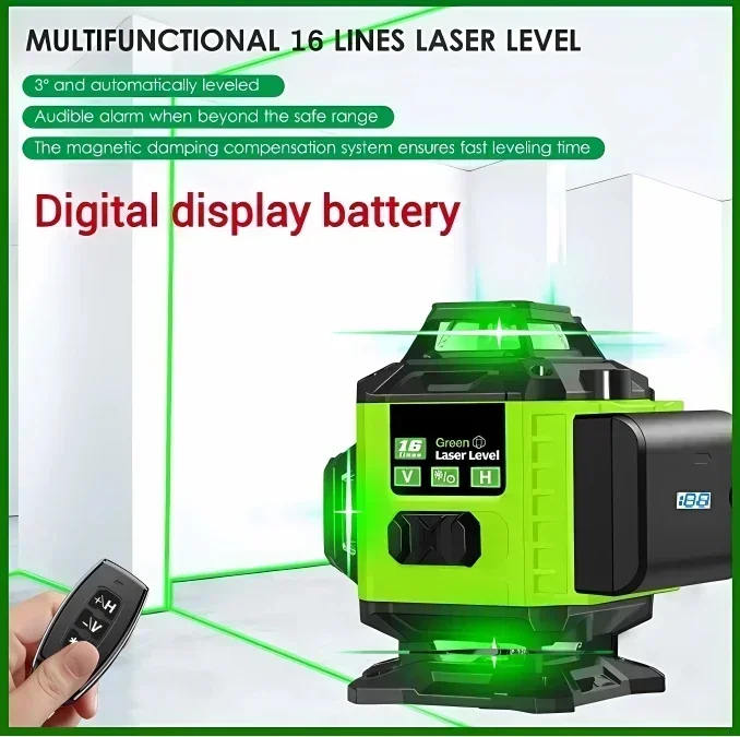 vigas verdes super poderosas nivel laser auto nivelamento horizontal e vertical 4d 16 linhas 01