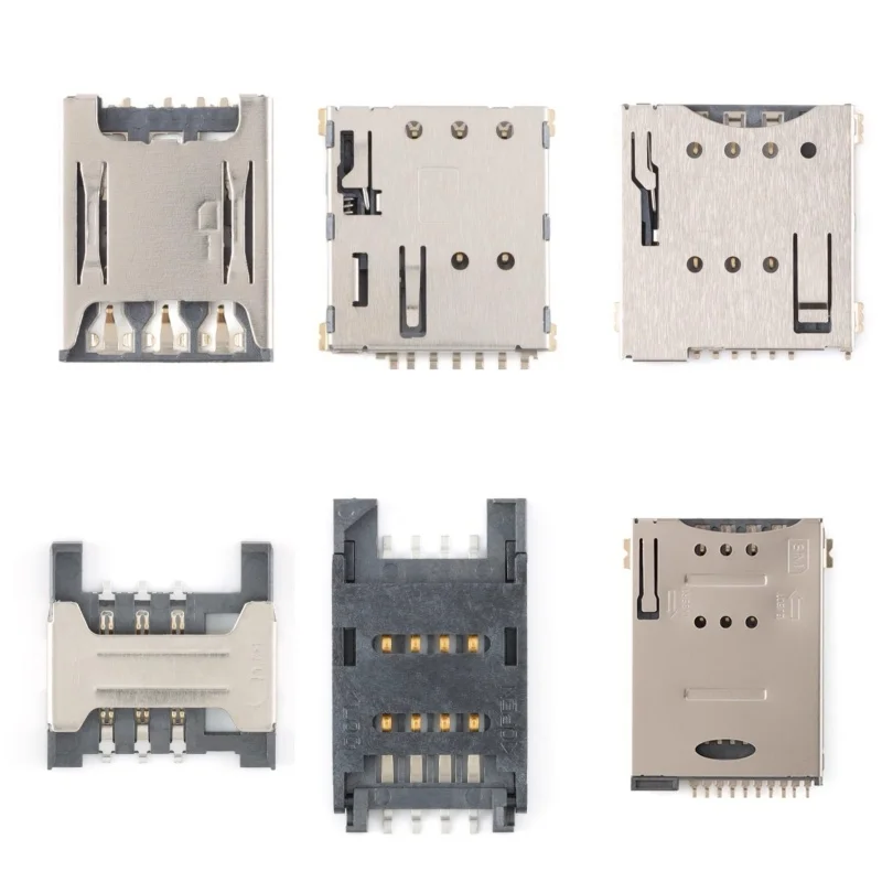 10pcs SIM small card/medium card/large card Mobile communication SIM card socket connector 2p 6p 7p 8p 1.4H 1.35H 1.8H 1.5H