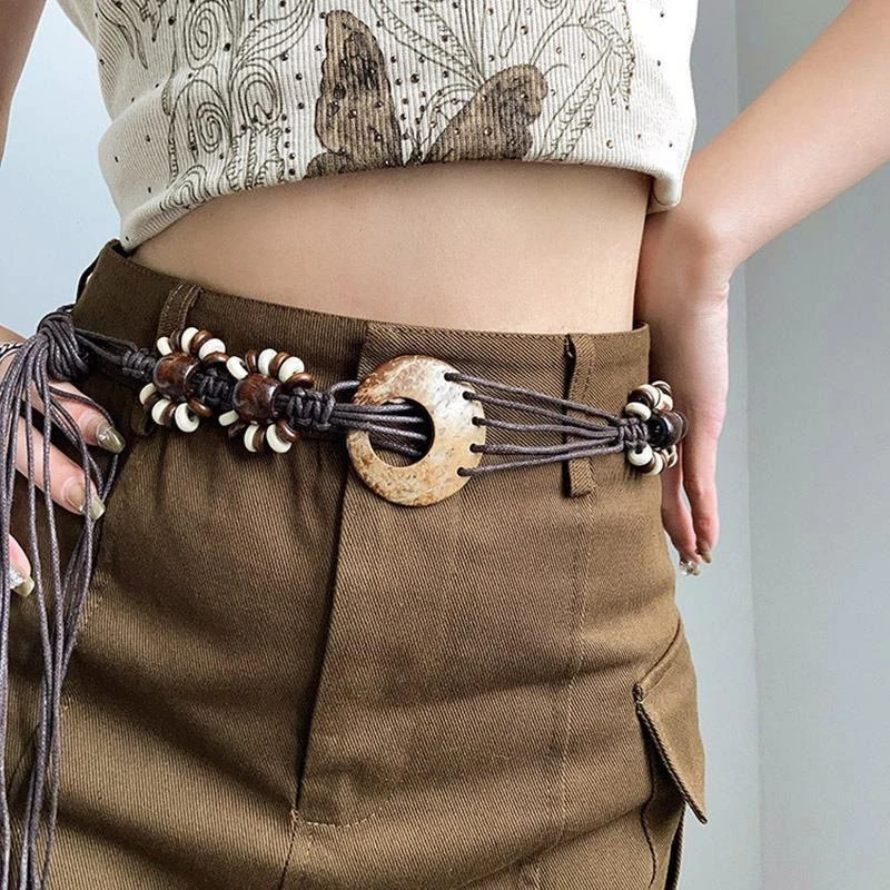 Vintage Ethnic Style Handwoven Waist Rope Women's Dress Decorative Waist Chain Versatile Bohemian Y2K Belt