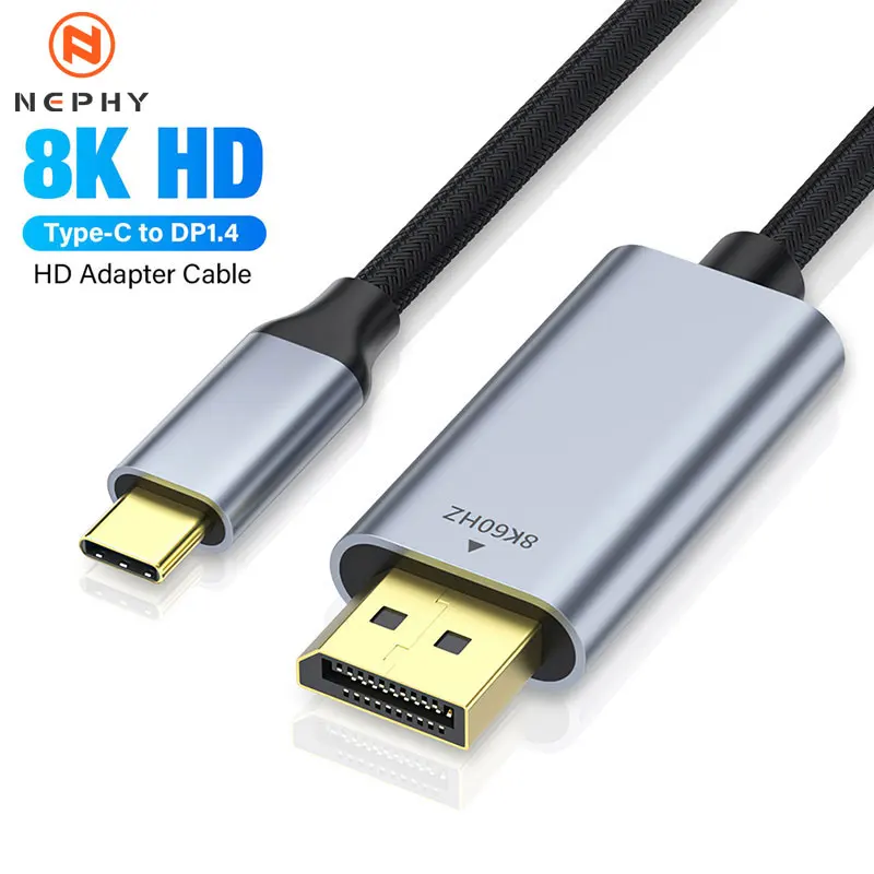 8K DP to Type C Cable Bidirectional USB C to Displayport 1.4 for iPhone 15 Macbook Pro iPad iMac Compatible Thunderbolt 3/4