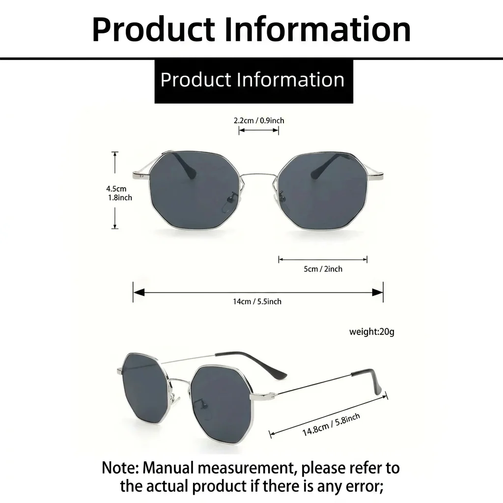 Vintage Sunglasses Women Men Retro Octagon Sun Glasses Metal Frame Polygon Eyewear Steampunk Punk UV400 Aesthetic Shades