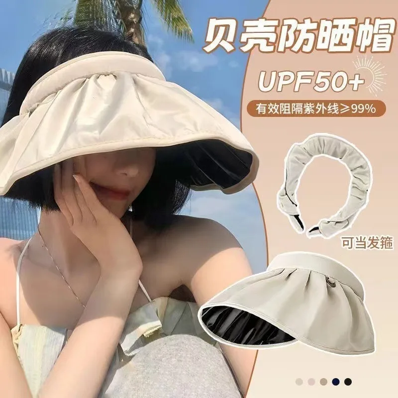 UPF50+ Foldable Headband Sun Visor Hat Dual-Use Full Face Sun Protection Beach Hiking Outdoor Summer Hats for Women view 3