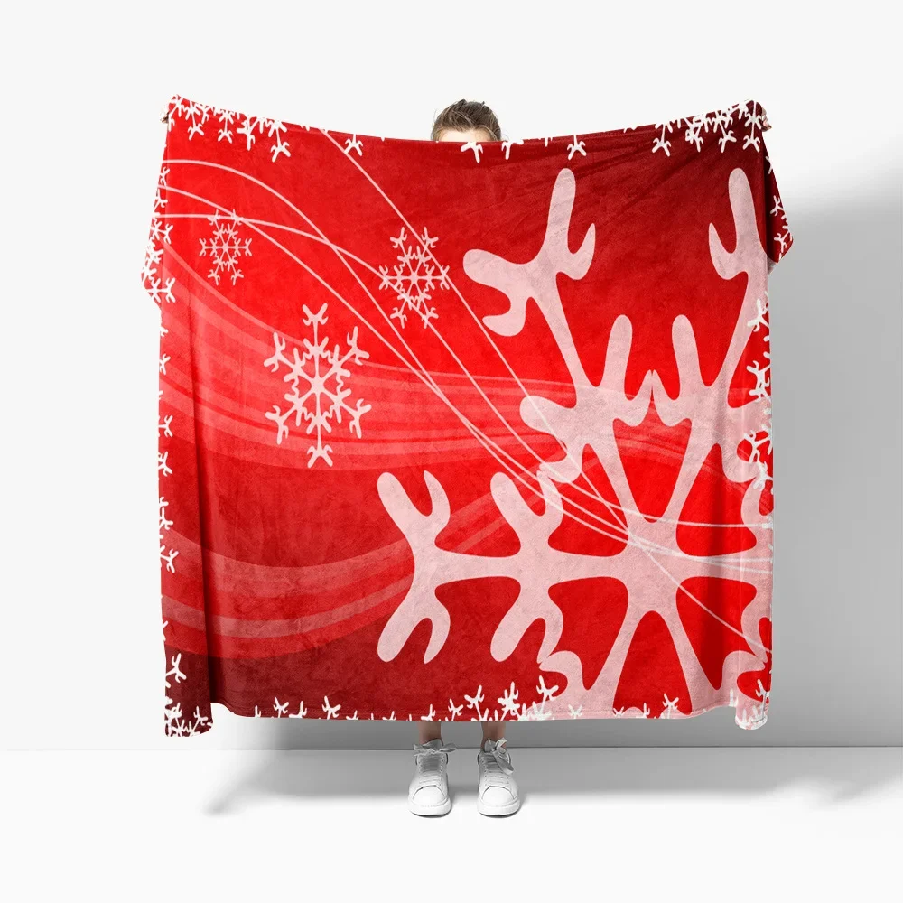

Blanket Christmas Tree Snowflake Pattern for Couch Bed Sofa Festival Gift for Boy Girl Lightweight Christmas Theme Flannel Throw