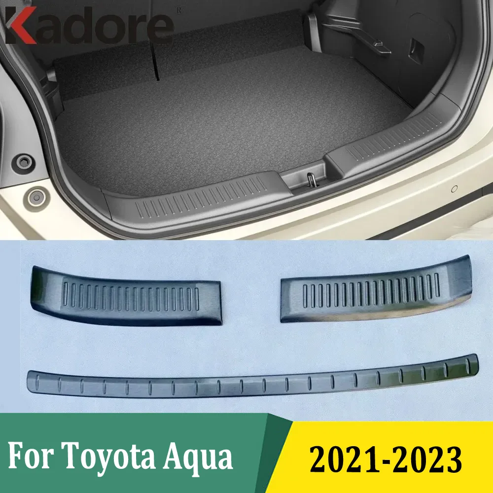 For Toyota Aqua 2021 2022 2023 Rear Bumper Protector Plate Cover Trim Car Accessories Stainless Steel 3PCS