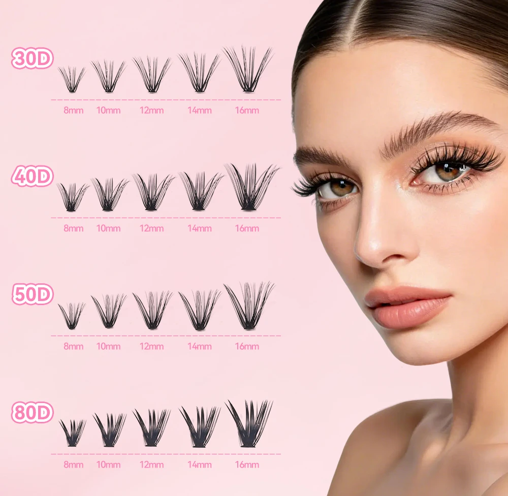 Yelix DIY Cluster-Wimpern 30D 40D 50D 80D Natürlich Flauschig Wiederverwendbar Großhandel für Schönheitssalons, Händler, Profis, Make-up – Detail 5