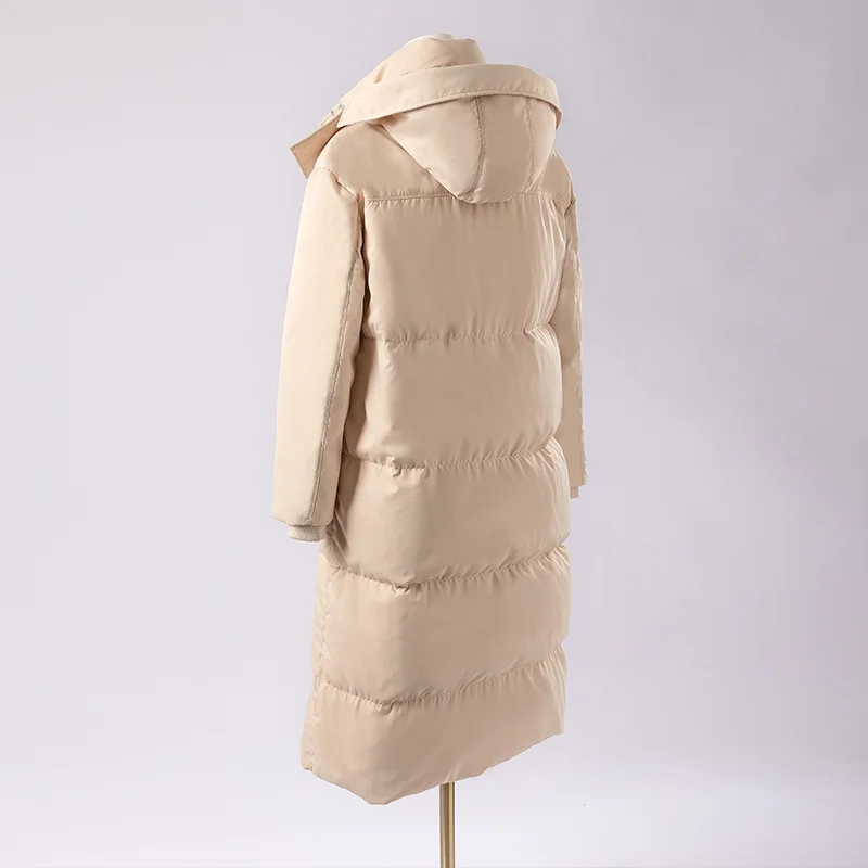 K1867L Luxury women\'s clothing winter 90% white Duck down coats Long hooded Puffer jackets Detachable cap