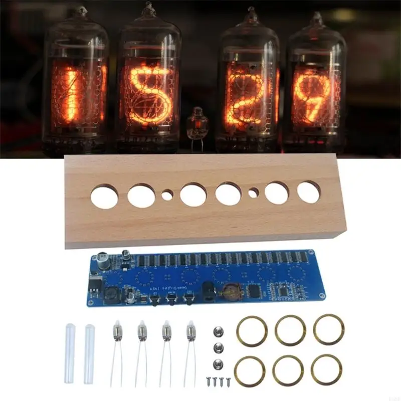 R58F Digital Glow Tube Clock DIY Electrical Parts Set with Shell Light Rings and Circuit Board Crafted from