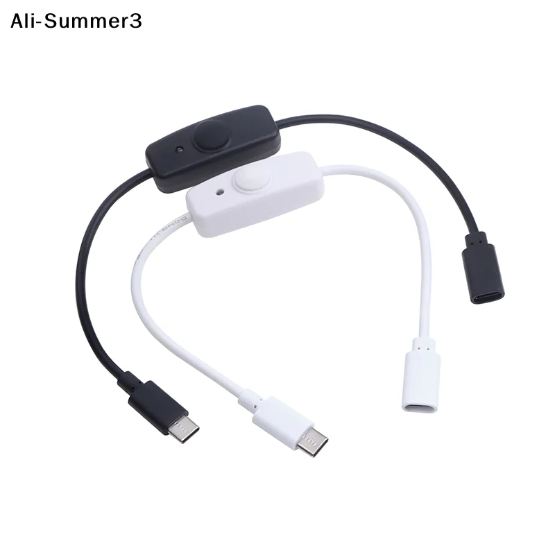 【YY】1Pc 2025 New USB Type C With ON/OFF Switch Power Button 30CM Charging Extension Cable Universal Type-C Extension Cable