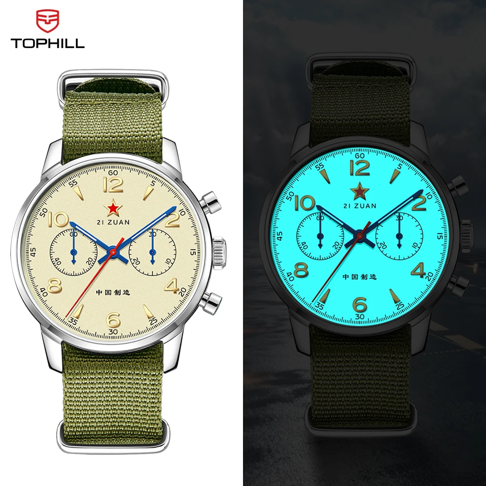 

TOPHILL 1963 Chronograph Air Force Aviaion Men Mechanical Watches Sapphire Seagull ST1901 Movement Waterproof Men's Watch Pilots