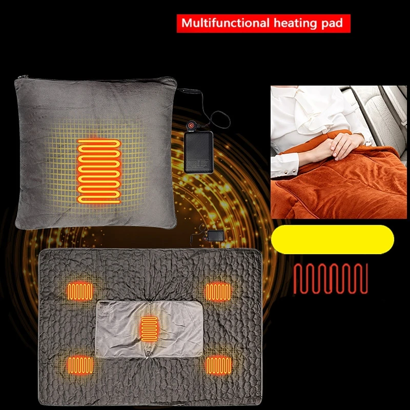 

Winter Electric Blankets for Beds Thicker Body Warmer USB Intelligent Dual-use Pillow Blanket Office Car Heated Pillow Blanket