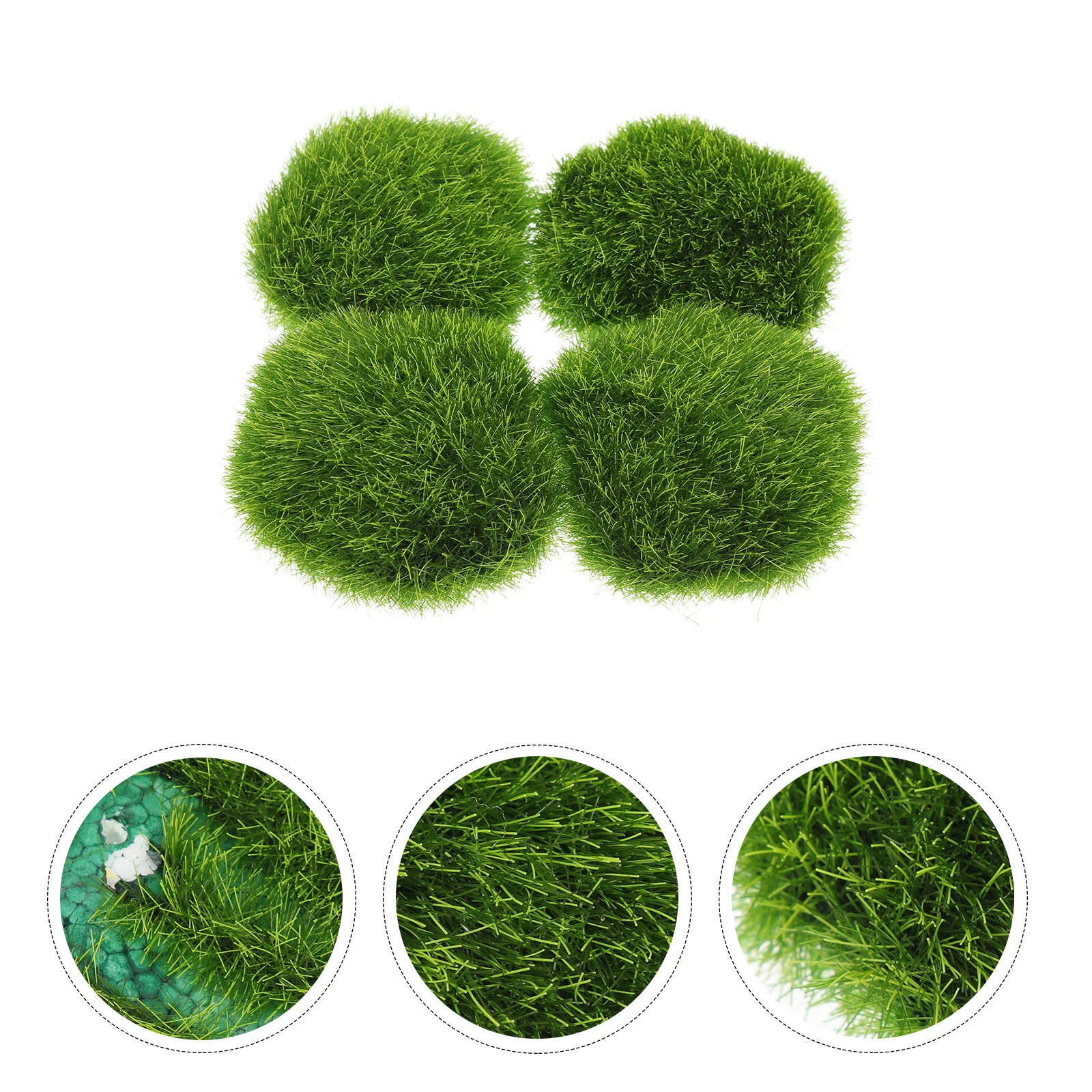 4 Pcs Artificial Moss Terrarium Decorations Astetic Room Covered Rocks Indoor Plants Green Craft Decorative for Crafts False