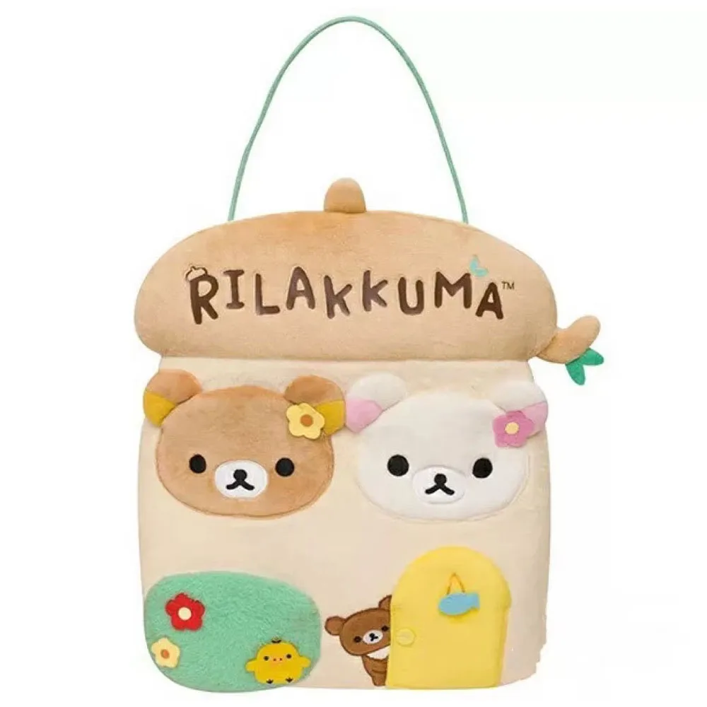 

Rilakkuma Bear Tree House Plush Hanging Storage Pocket Organizer Bag Receiving Makeup Pouch Box Case Bags for Home Girls Woman