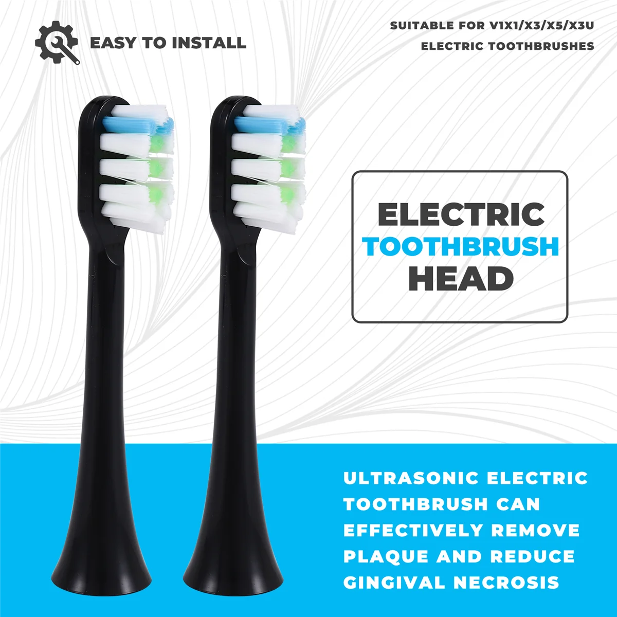 Cabezales de repuesto para cepillo de dientes eléctrico N89R, 8 Uds., para Xiaomi SOOCAS V1X3/X3U X1/X3/X5, color negro