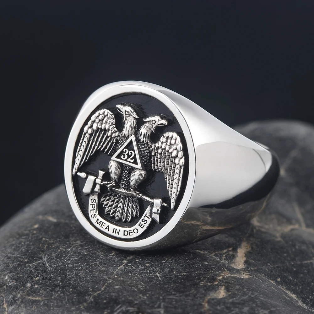 

Scottish Rite 32 Degree Mason Freemasonry Masonic 925 Sterling Silver Ring