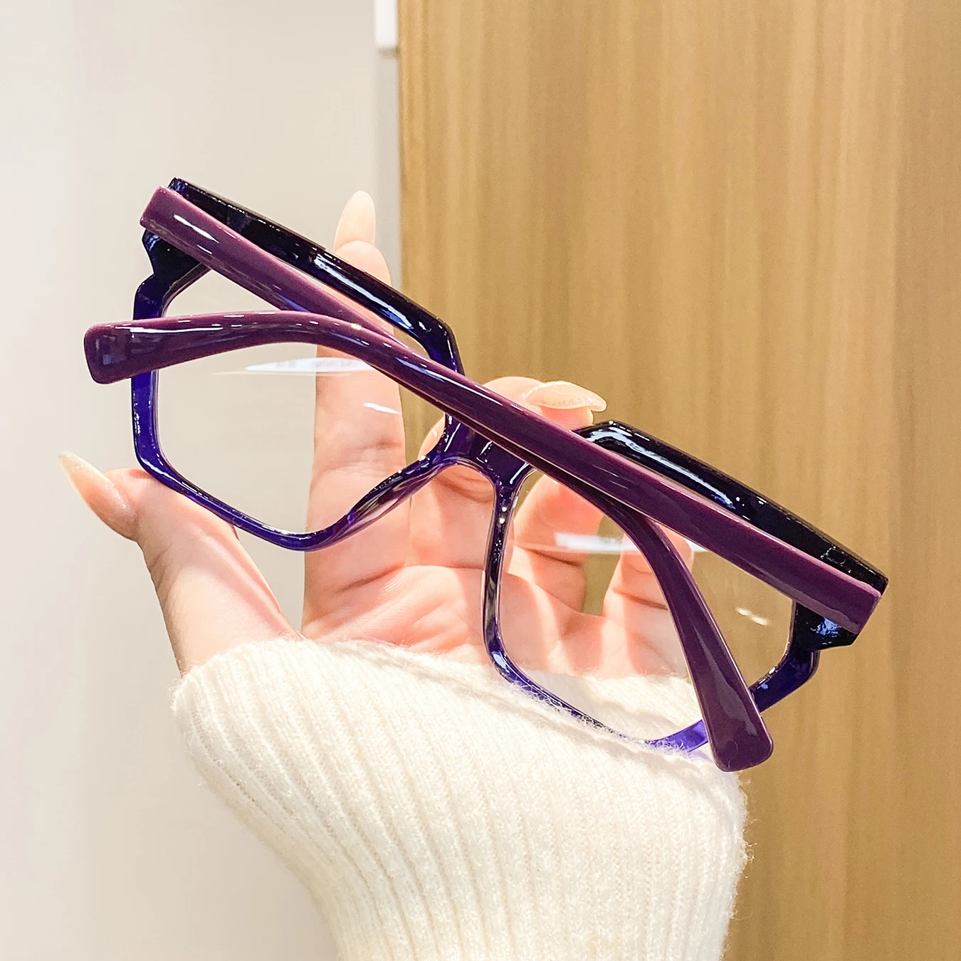 1 Pair of Women's Full-Frame Polygonal Multi-Color Patchwork Glasses, Trendy and Eye-Catching, Stylish and Unique Women's Non-Prescription Glasses, Suitable for Girls' Gatherings, Casual Outings, and Outdoor Photo Shoo
