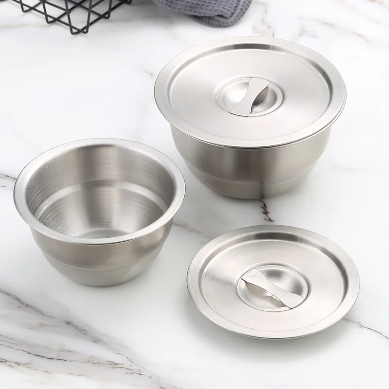 

304 Stainless Steel Steamed Egg Bowl with Lid Thickened Soup Bowl Baby Food Grade Porridge Bowl