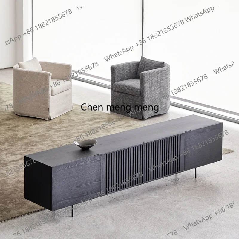 Japanese-style solid wood TV cabinet Modern simple log floor cabinet Floor-to-ceiling audio-visual locker