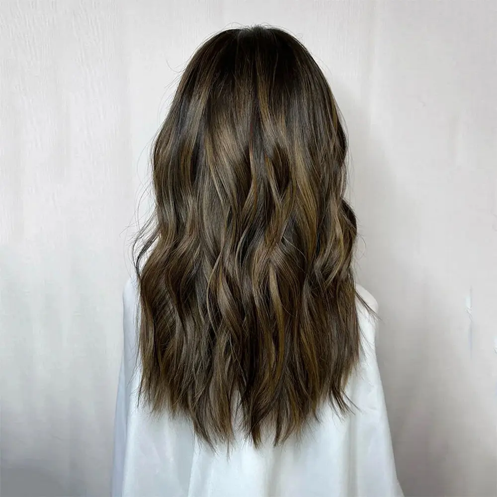 الشعر الفاخر الداكن الشوكولاته البني تسليط الضوء على الاصطناعية الدانتيل أعلى الباروكات موجة عميقة المصنع الأصلي رخيصة الباروكات غلويليس ارتداء للذهاب #4