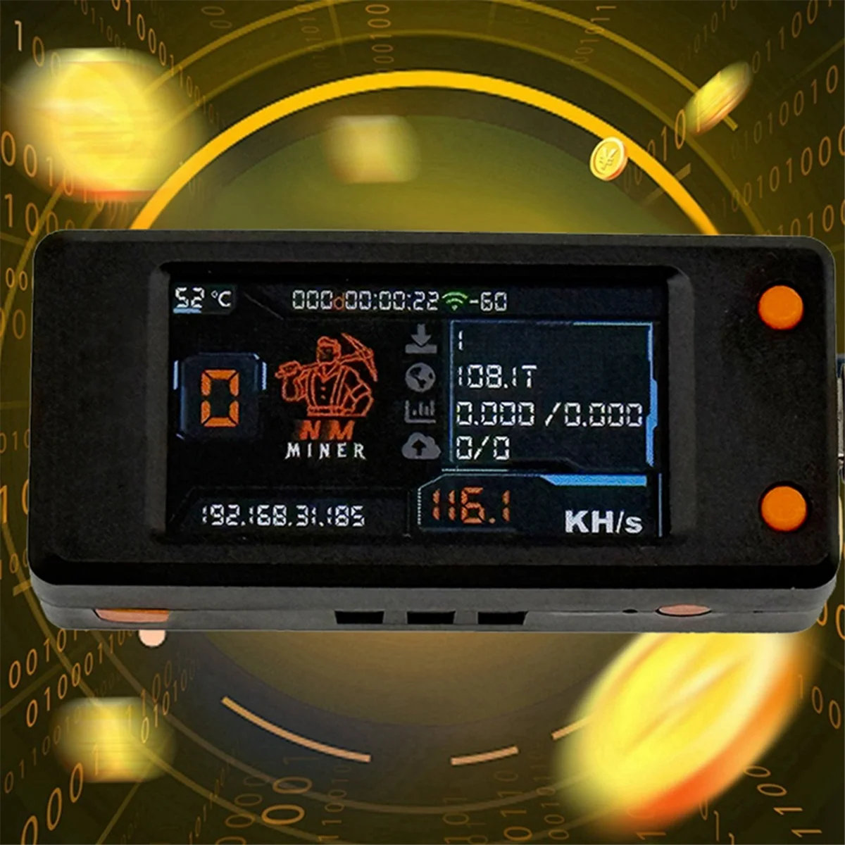 A74Z Atualização Nerdminer 118KH/S BTC Solo Lottery Miner com tela colorida de 1,91 polegadas Bitcoin BTC Miner ASIC Miner