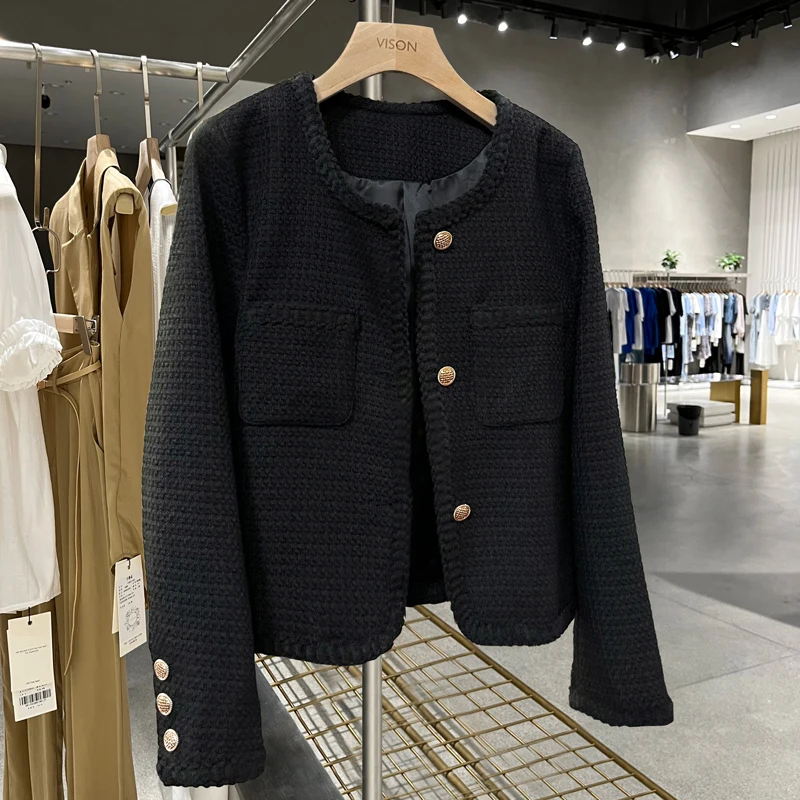 

Winter ort Women's Suit Jaet Korean Sle Small Size Faion Commute Sle Long Sve Button up Pure Color Straight Cut