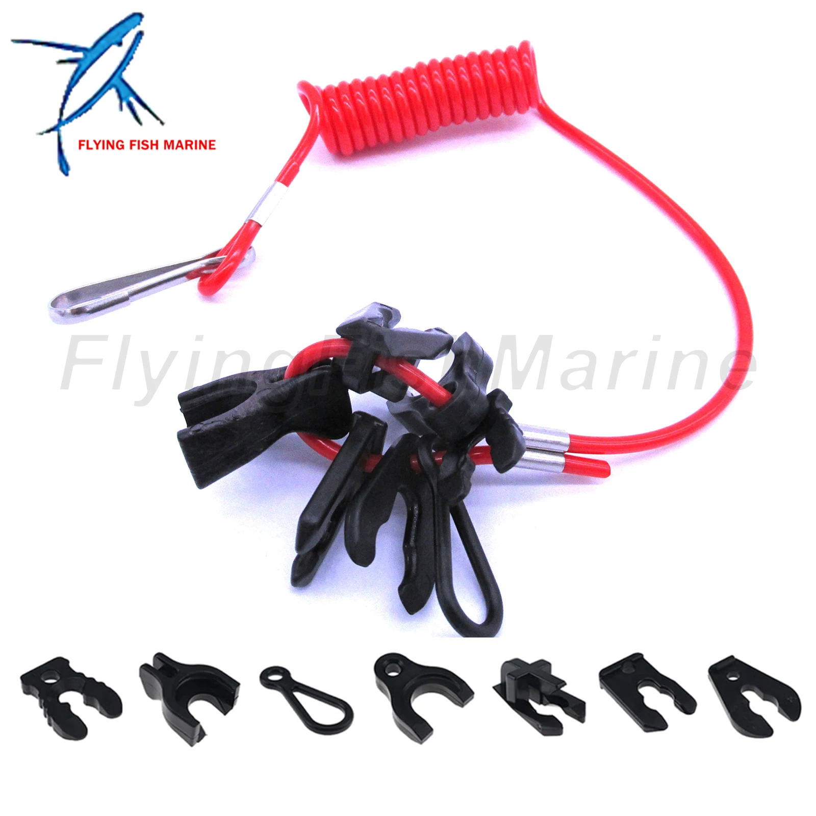 

Universal Safety Lanyard Stop Kill Switch Cord for Yamaha Johnson OMC Honda Suzuki Tohatsu Outboard Engine, 7 keys, 60" long