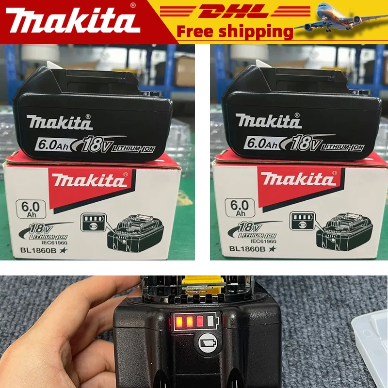 

Original Makita 18V 6.0 Rechargeable Lithium Battery with LED Indicator High Capacity for Makita Cordles Power Tool Battery