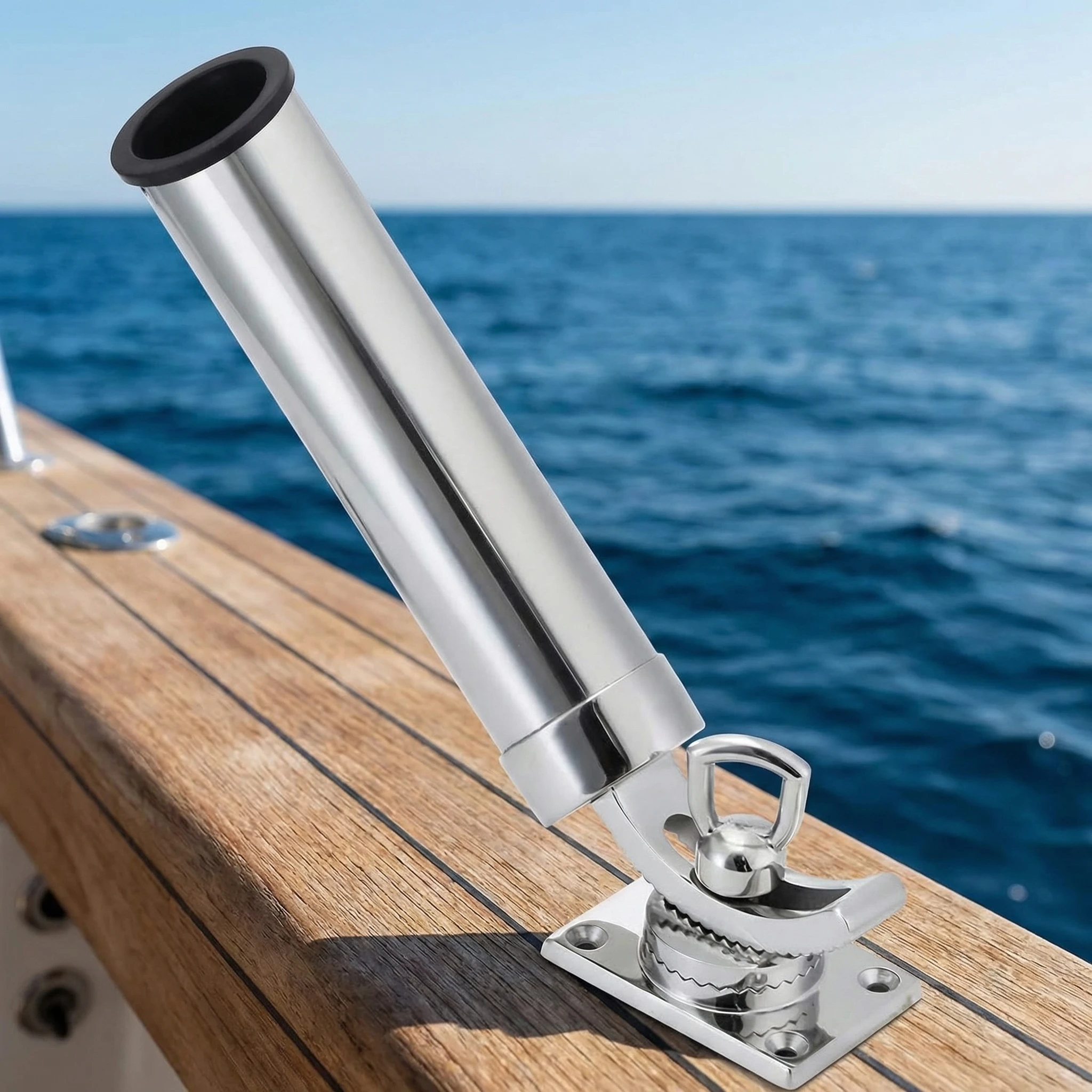 Fishing Rod Holder 360 Degree Rotation ,  Stainless Steel Adjustable Pole Support for Marine Boat Yacht