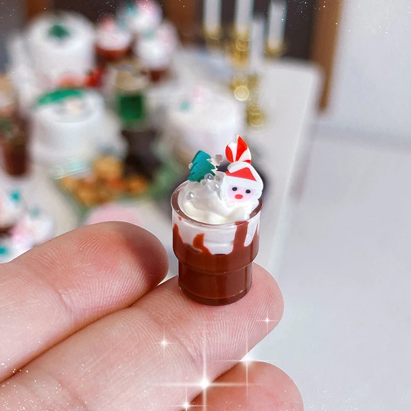 1/12 Dollhouse Miniature Christmas Chocolate Drink Model For Doll House Decoration Accessories Kids Pretend Play Toys