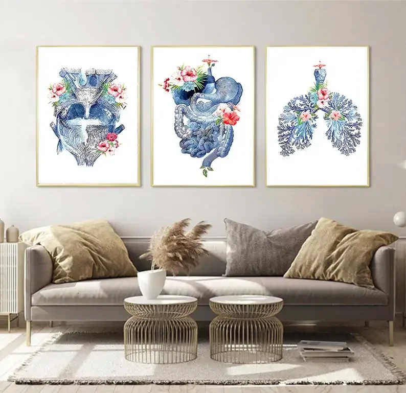 1pc frameless Flower Breast Uterus Kidney Liver Anatomy Wall Art Canvas Painting Nordic Posters And Prints Wall Pictures For Doc