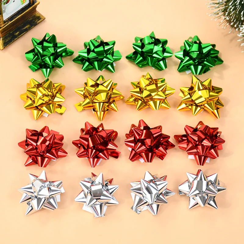 

100Pcs 4cm Christmas Gift Bow Small Star Bows For Present Wrapping Multi Colors Self-adhesive Ribbon Birthday Wedding Gift Decor