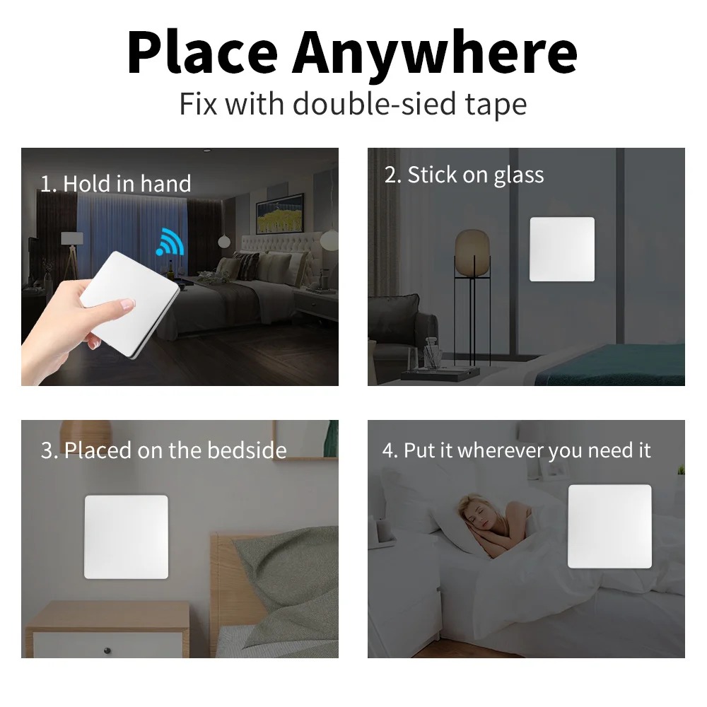 Interruttore da parete wireless intelligente Autoalimentato, nessuna batteria richiesta. Interruttore a pulsante con telecomando. Interruttore della
