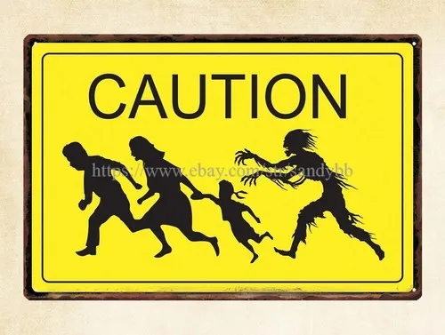 Moderne Wanddekorationen, Zombie-Warnschild, Metall-Blechschild – Aluminium