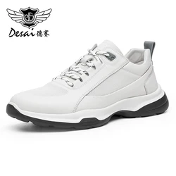 DESAI Full Grain Leather Men Shoes Soft Bottom Casual Sneaker For Men Business Worker Breath 2024 Designer Fashion