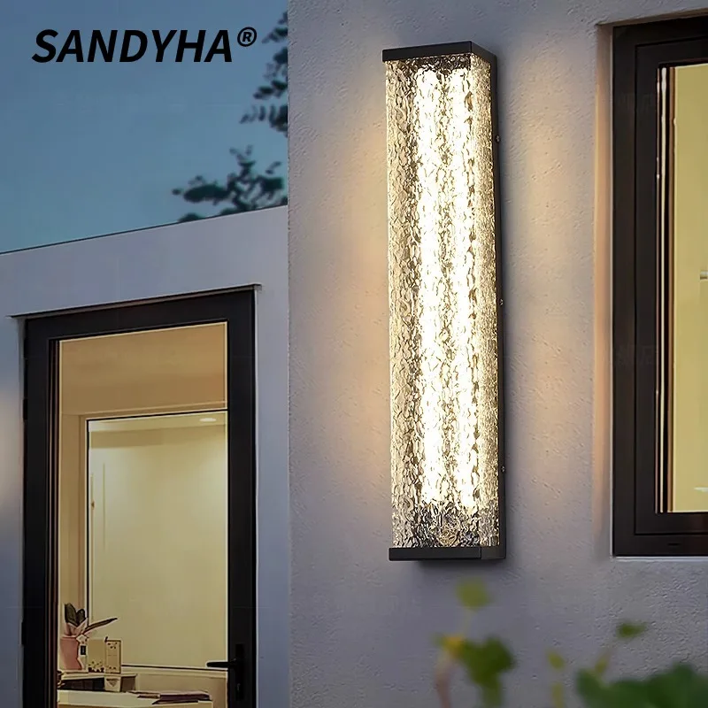 SANDYHA Modern Long Strip Wall Lamp Outdoor Waterproof Decorative Light LED Lighting Fixture Hall Garden Courtyard Exterior wall
